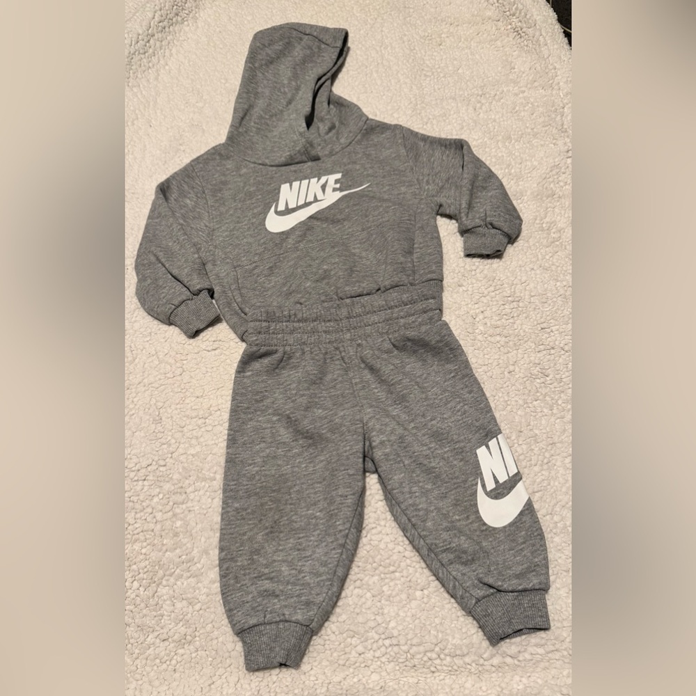 Nike Kids Gray Sweatpants and Hoodie Set